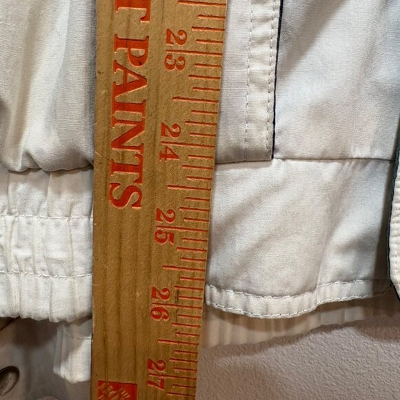 Men’s VTG Towncraft XL Beige Bomber Jacket Elastic Hem Multiple Pockets Hood - Picture 10 of 12